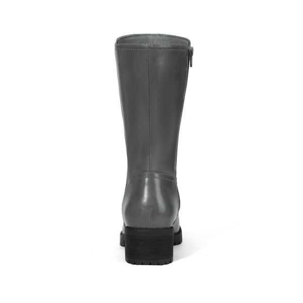 Mid Calf Riding Boots - GREY PU - 3